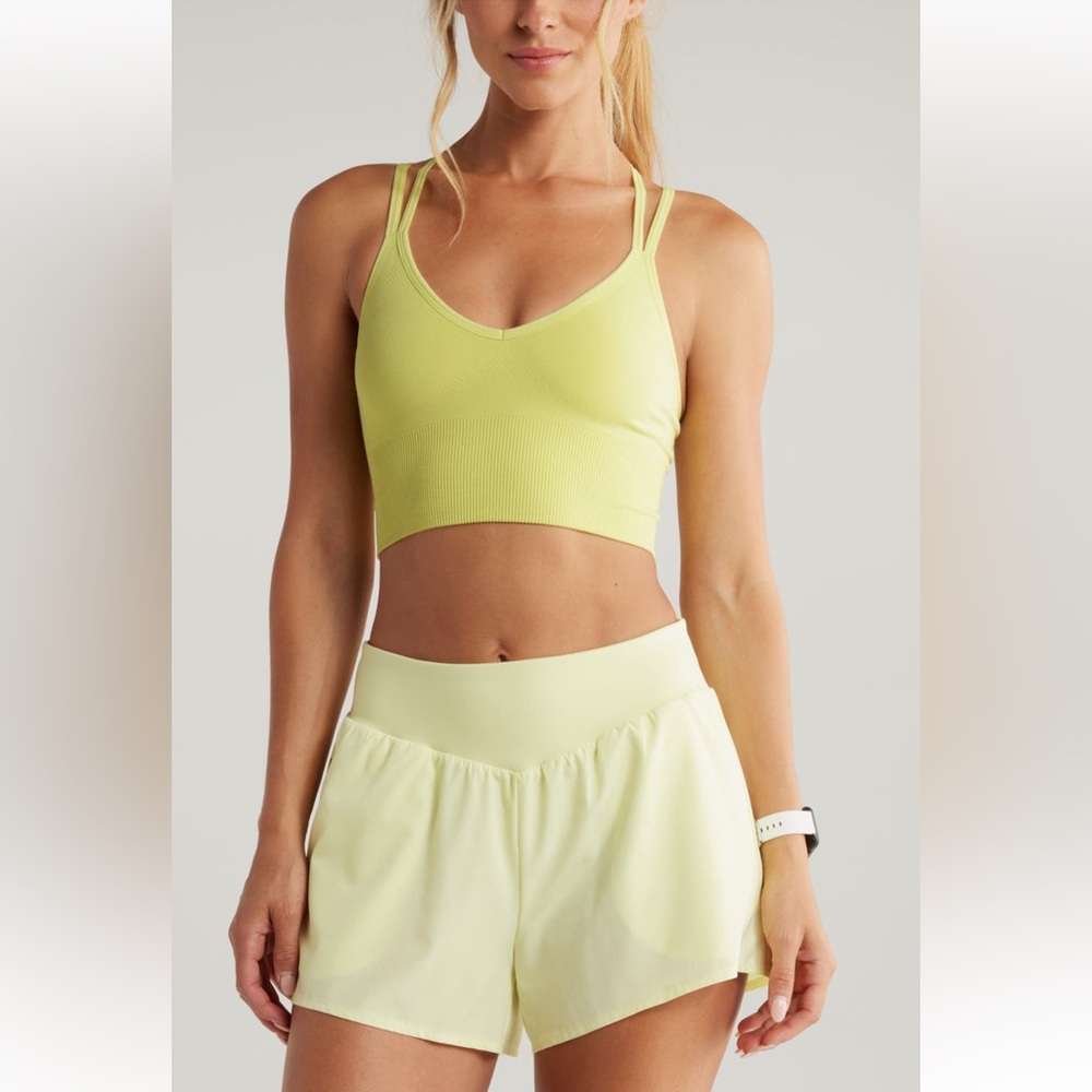 Zella Seamless Rhythm Sports Bra Color Green Finch XS